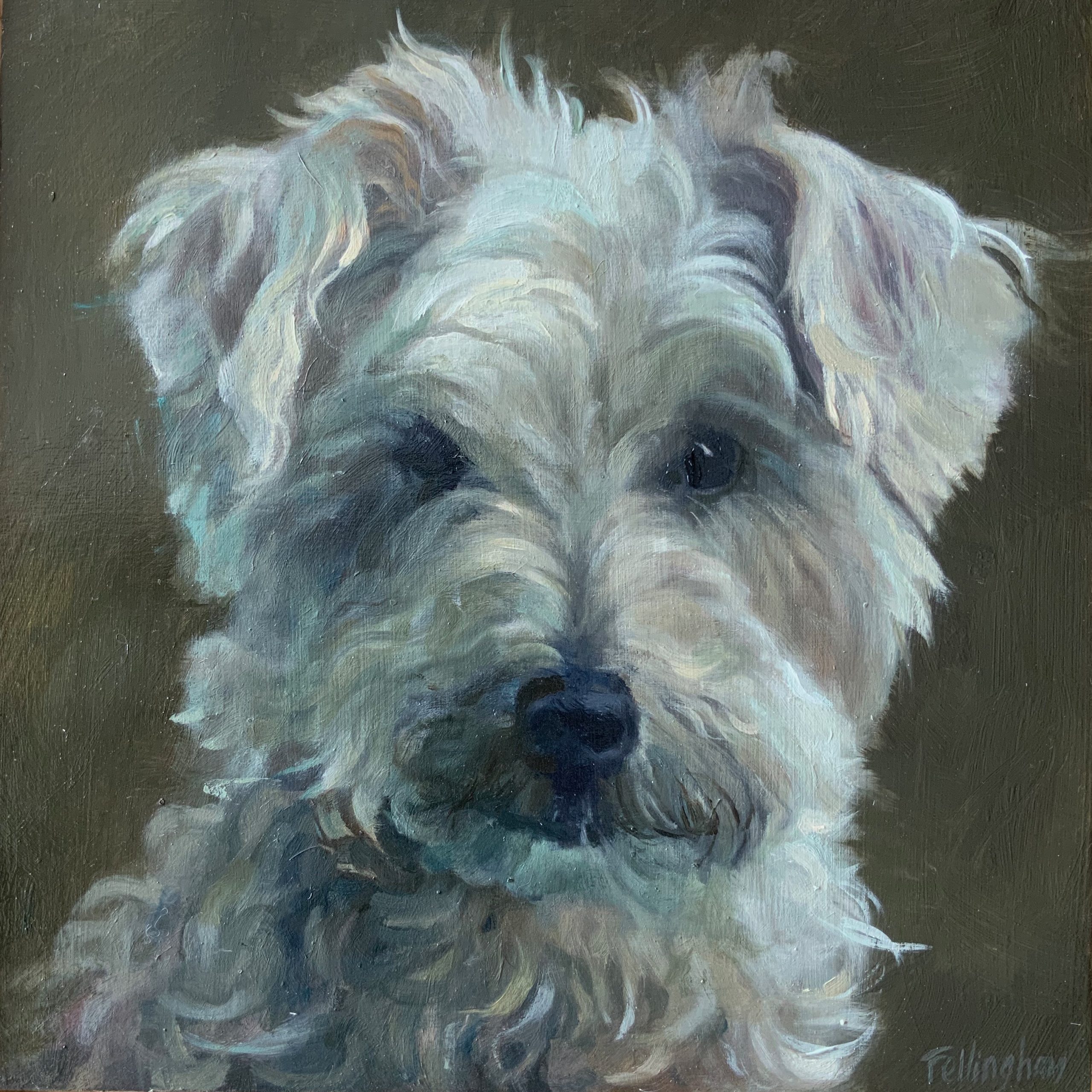 Westie terrier dog portrait painting